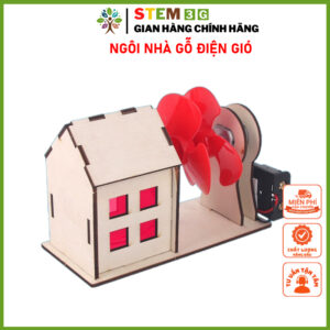 Ngôi Nhà Điện Gió thắp sáng đèn led. Bộ đồ chơi lắp ráp gỗ giáo dục khoa học công nghệ